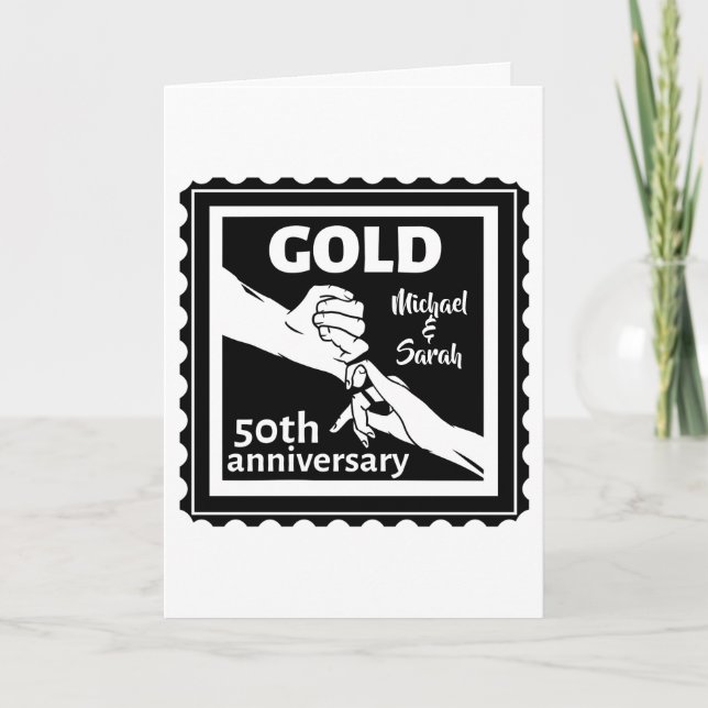 Golden wedding anniversary holding hands 50th card (Front)