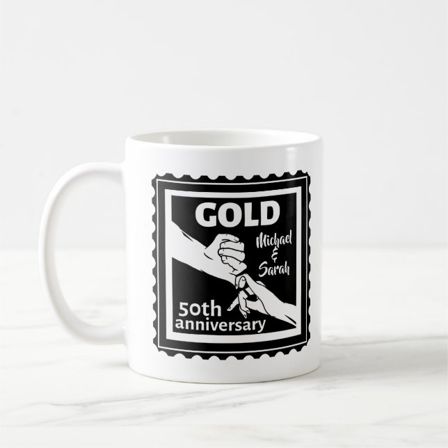 Golden wedding anniversary holding hands 50th coffee mug (Left)