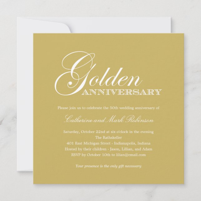 Golden Wedding Anniversary Invitation (Front)