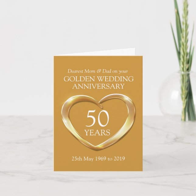 Golden wedding anniversary mum and dad card (Front)