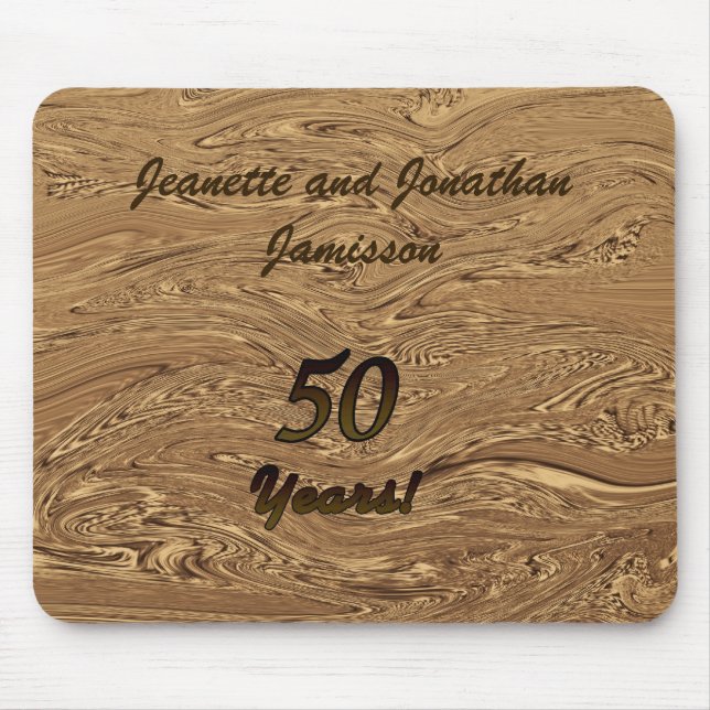 Golden Wedding Anniversary Personalised Name Gold Mouse Pad (Front)