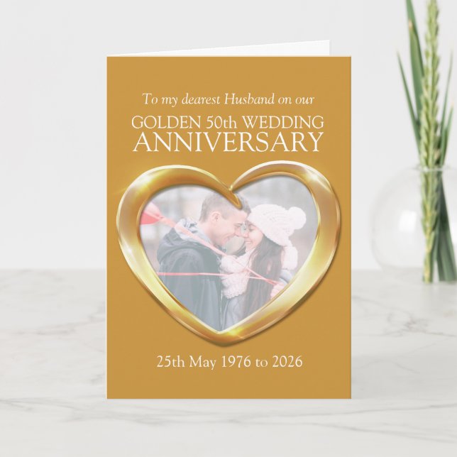 Golden wedding anniversary photo husband card (Front)