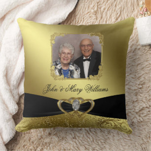 Golden Wedding Anniversary Photo Throw Pillow