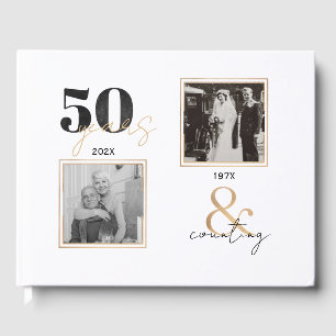 Golden Wedding Anniversary Then & Now 50 years Guest Book