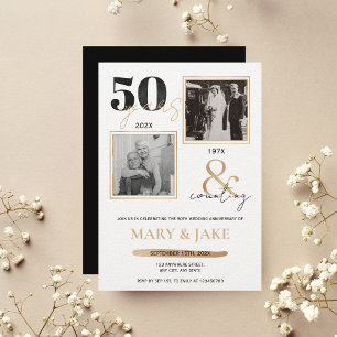 Golden Wedding Anniversary Then & Now 50 years Invitation
