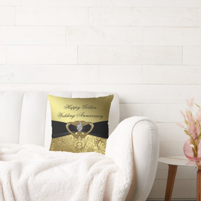 Golden Wedding Anniversary Throw Pillow (Couch)
