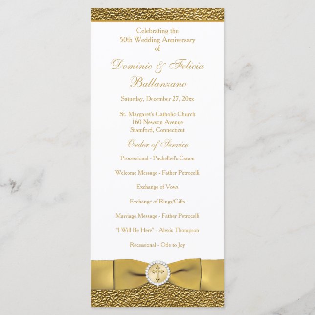 Golden Wedding Anniversary Vow Renewal Program Programme (Front)