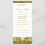 Golden Wedding Anniversary Vow Renewal Program Programme<br><div class="desc">This elegant white and gold scrolled 50th wedding anniversary vow renewal ceremony program template or order of service card is fully customisable. It has a PRINTED on gold ribbon with a circle of printed-on crystals with an ornate gold cross in the centre. You can change the text to be a...</div>