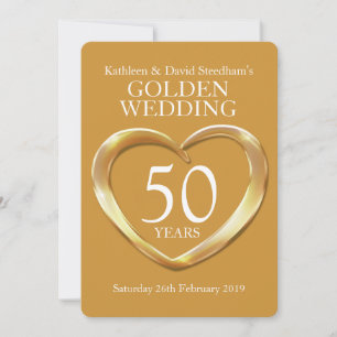Golden wedding heart 50 years gold party invite