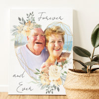 Golden Wedding Heart Shape Photo Forever and Ever