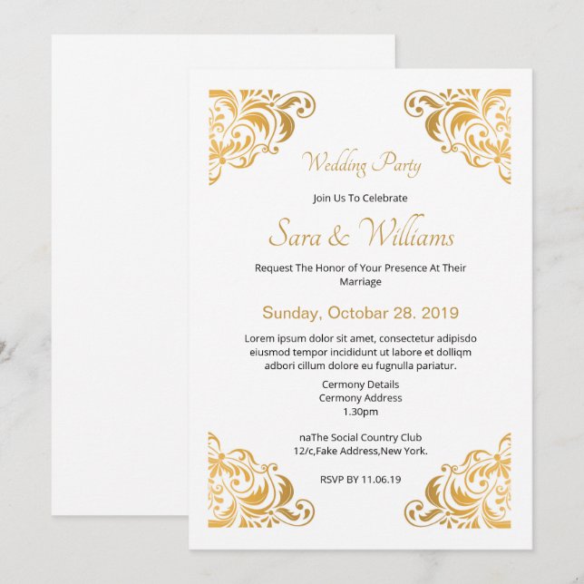 Golden Wedding Invitation (Front/Back)