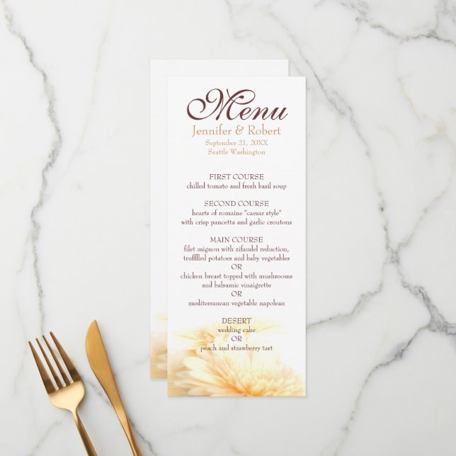 Golden Wedding Menu Card (Front/Back In Situ)
