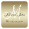 Golden Wedding Monogram Seals Sticker