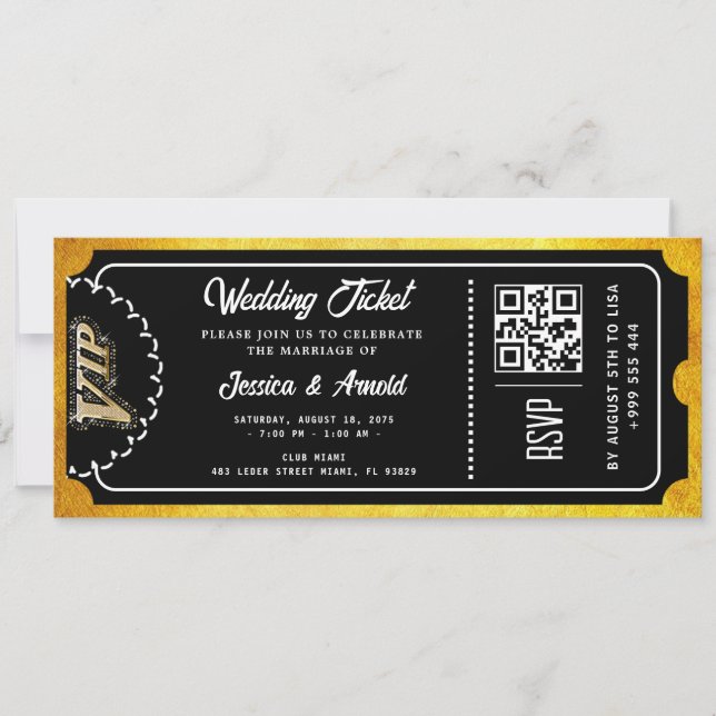 Golden wedding Party Ticket Invitation (Front)