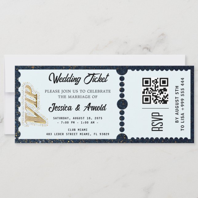 Golden wedding Party Ticket Invitation (Front)