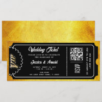 Golden wedding Party Ticket Invitation