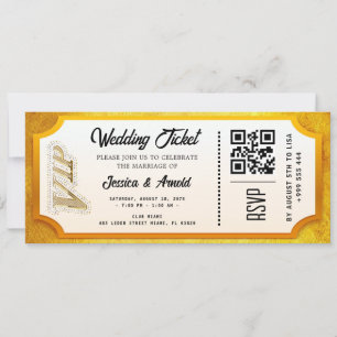 Golden wedding Party Ticket Invitation