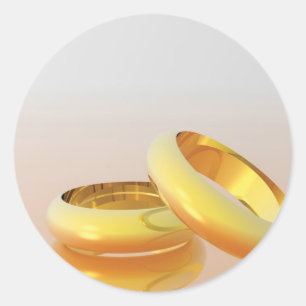 Golden Wedding Rings Classic Round Sticker
