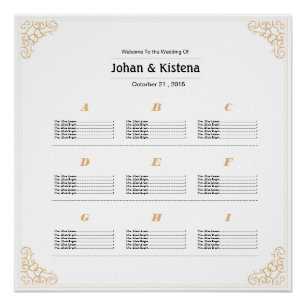 Golden Wedding Seating Chart Poster
