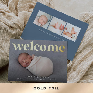 Golden Welcome   Foil Birth Announcement