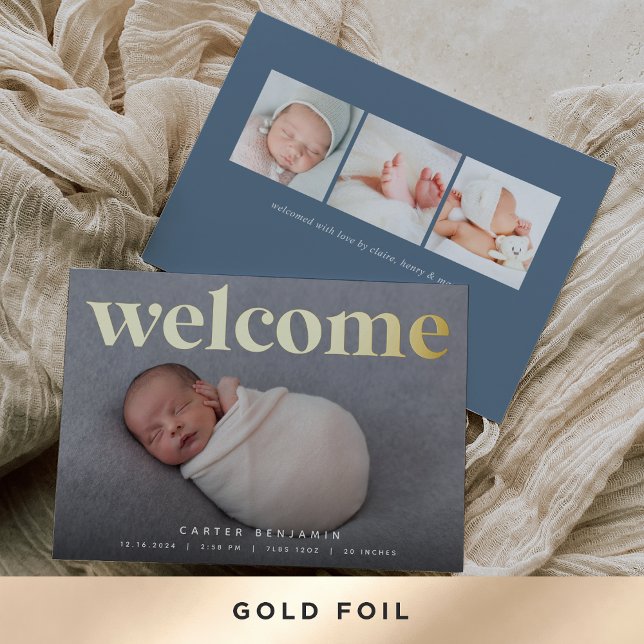 Golden Welcome | Foil Birth Announcement (Creator Uploaded)