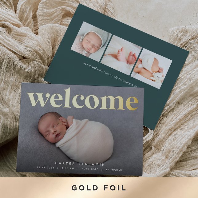 Golden Welcome | Foil Birth Announcement (Creator Uploaded)
