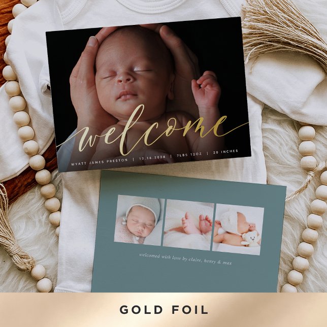 Golden Welcome Script | Foil Birth Announcement (Creator Uploaded)