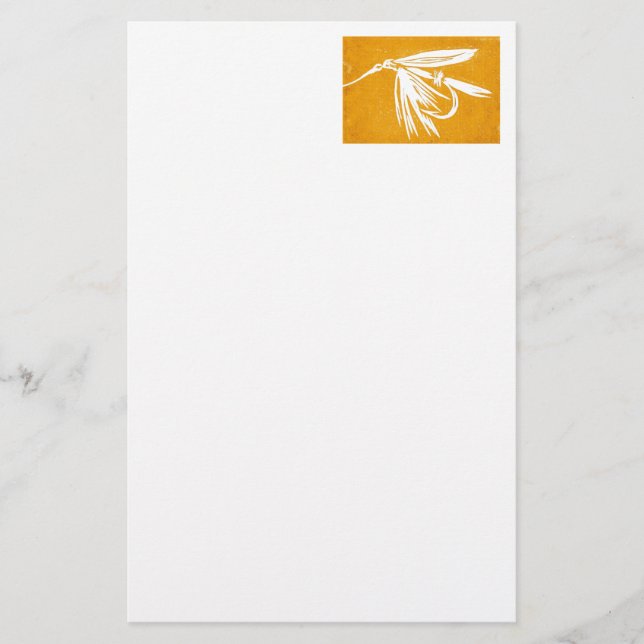 "Golden Wet Fly" Trout Fly Stationery (Front)