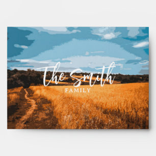 Golden Wheat Field Rustic Sunlit Country Nature Envelope