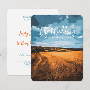 Golden Wheat Field Sunlit Summer Rustic Country RSVP Card