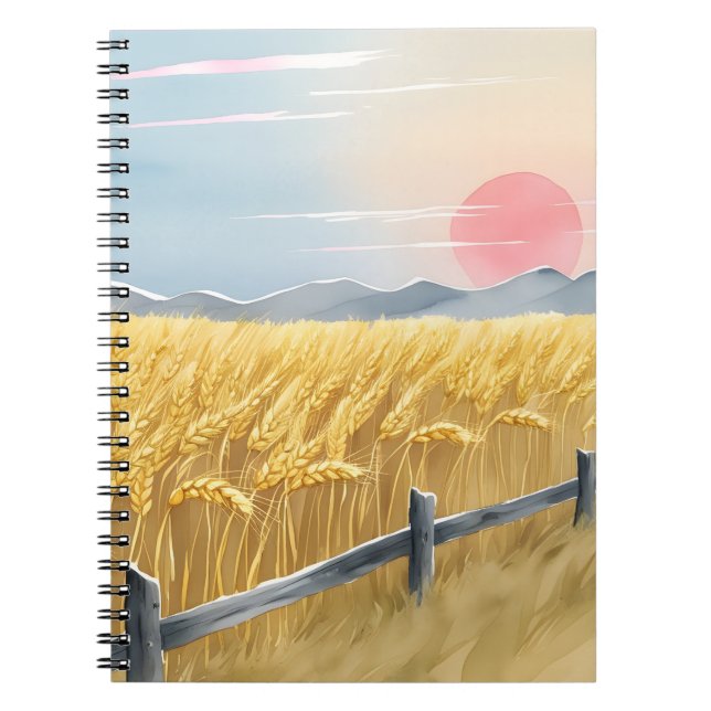 Golden Wheat Field Sunset Notebook (Front)