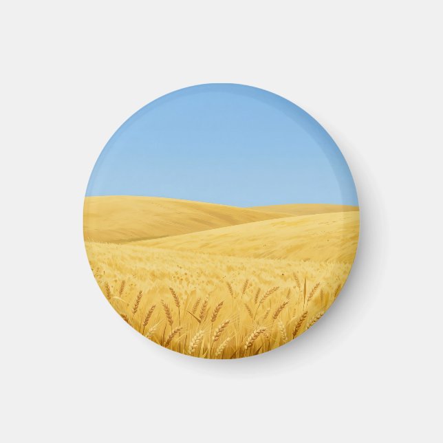 Golden Wheat Field Under Blue Sky Magnet (Front)