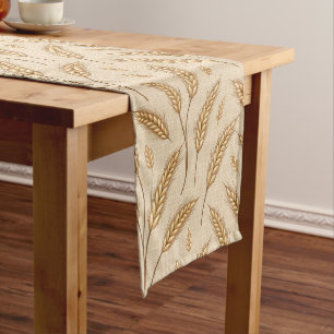 Golden Wheat Harvest Pattern Short Table Runner