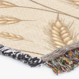 Golden Wheat Harvest Pattern Throw Blanket