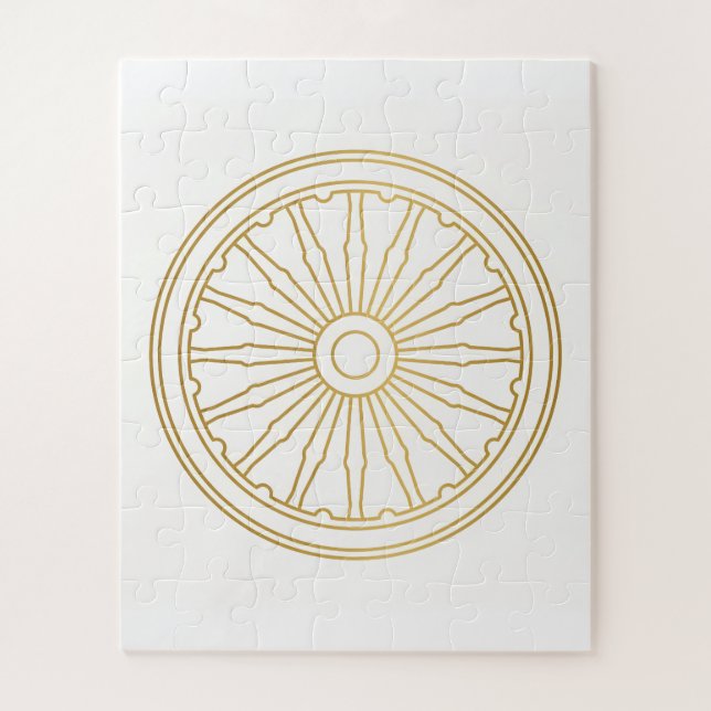 Golden Wheel Ancient Wisdom Puzzle Art (Vertical)