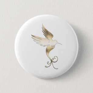 Golden White Bird 6 Cm Round Badge