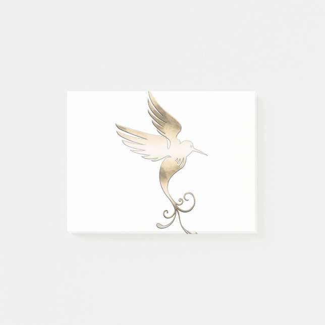 Golden White Bird Post-it Notes (Front)