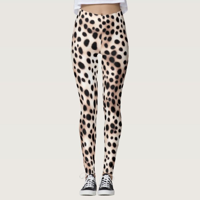 Golden White Dalmation Spots: Animal Pet Fur Leggings (Front)