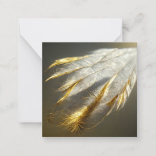 Golden white feathers card