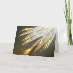 Golden white feathers  card