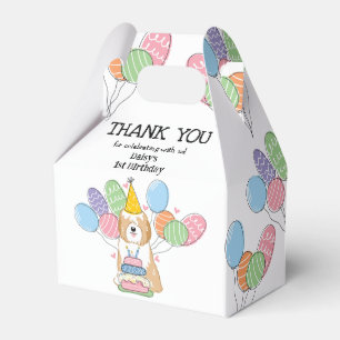 Golden White Tibetan Terrier Dog Thank You Favour Box