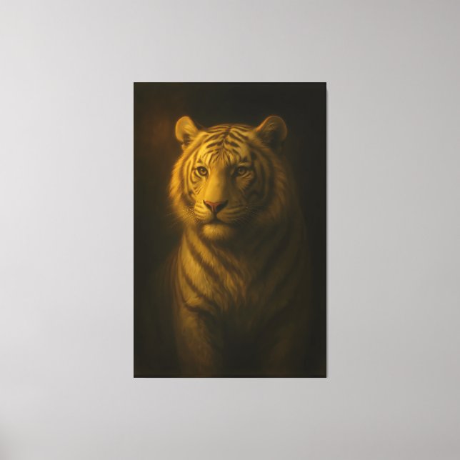 Golden White Tiger – Fine Art Portrait Canvas Print (Front)