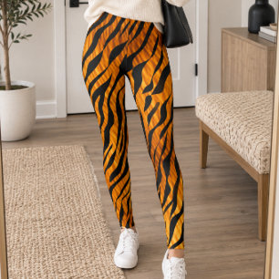 Golden Wild Tiger Stripes Leggings
