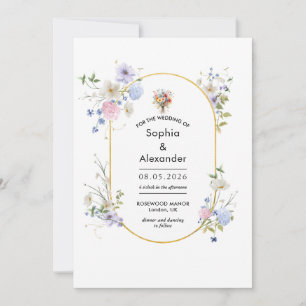 Golden Wildflower Meadow Wedding Invitation
