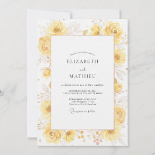 Golden Wildflower Wedding Invitation
