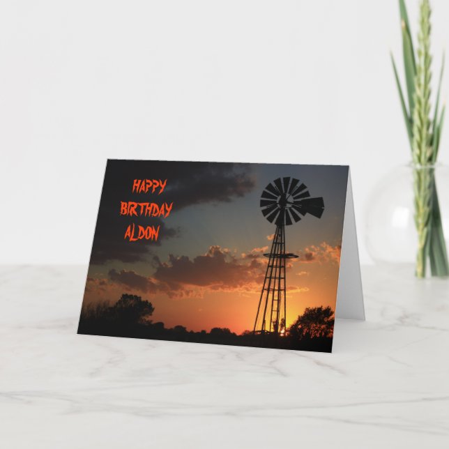 GOLDEN WINDMILL SILHOUETTE BIRTHDAY Card (Front)