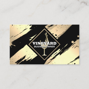 Golden Wine Glass Gold Brushed Business Card