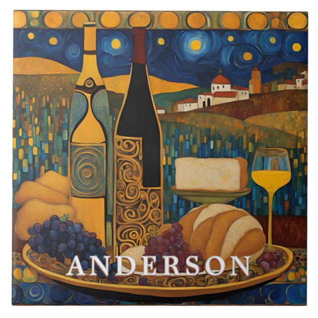 Golden Wine Glass Still Life  Tile (Front)