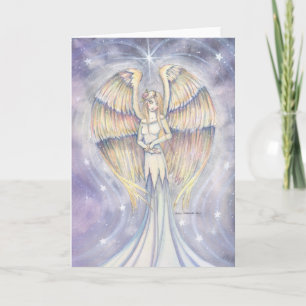 Golden Wing Angel Fantasy Art Holiday Card