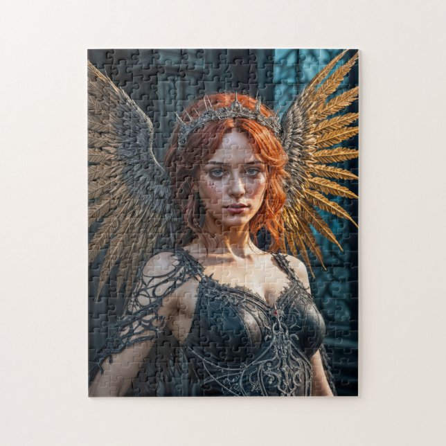 Golden Winged Dark Angel Queen Jigsaw Puzzle (Vertical)